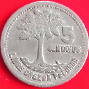 Guatemala strieborný 5 centavos r.1958