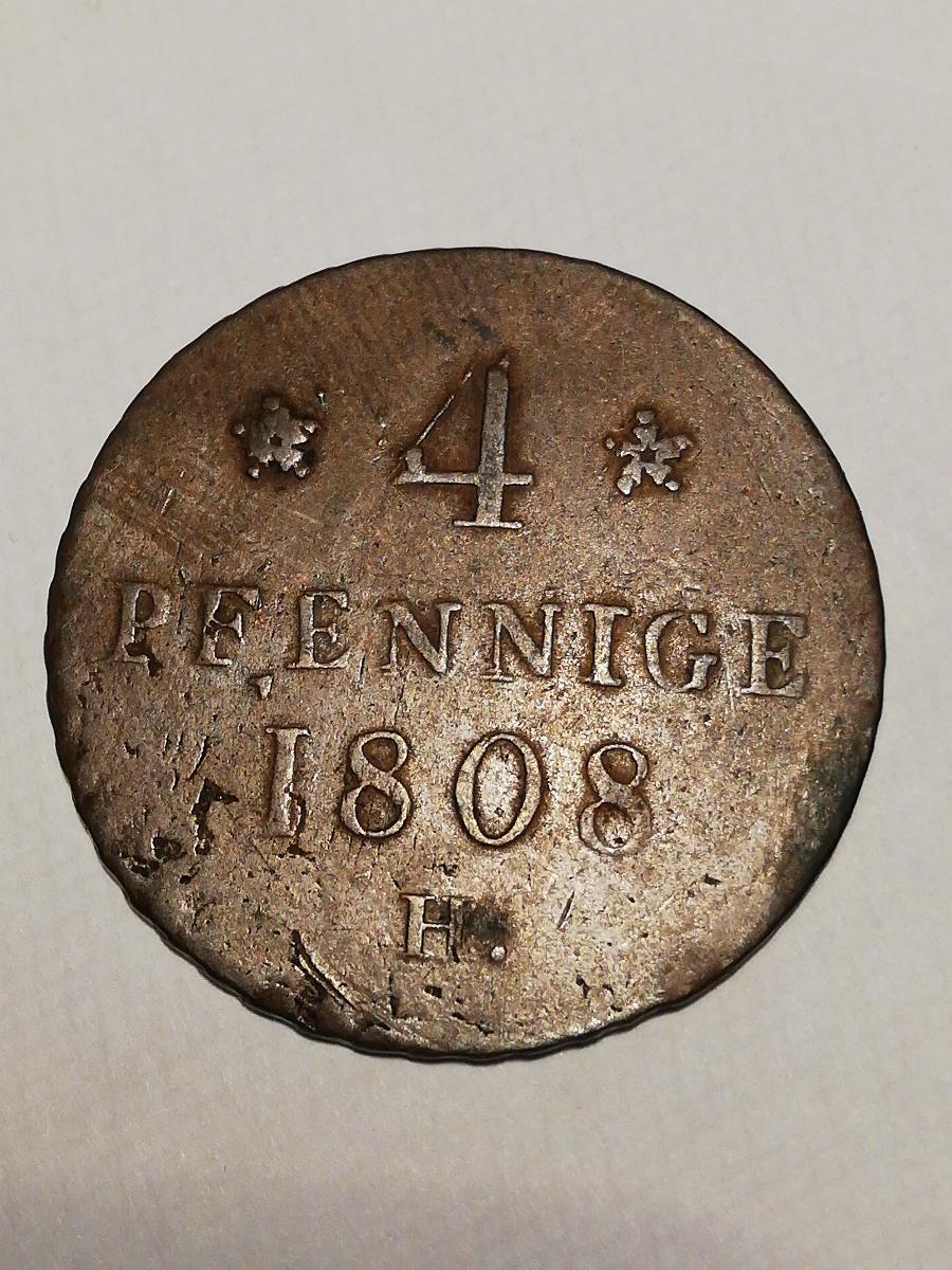 Fridrich August I. - 4 Fenik 1808 H (Drážďany) Saské kráľovstvo - Numizmatika
