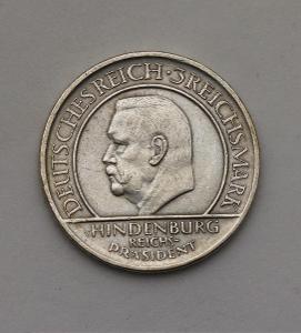 Stříbrná 3 Reichsmark 1929 A - Přísaha!