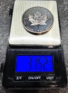 Stříbrná mince 1OZ Canada Maple Leaf 1989 5 dollarů