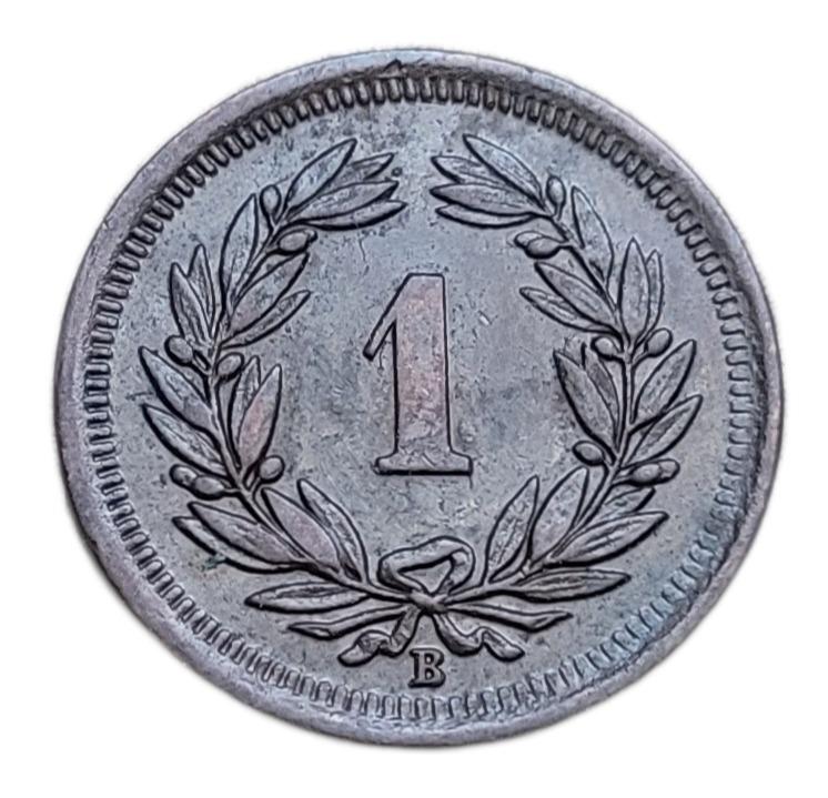 ✅Švajčiarsko 1 rapp 1908 - Švajčiarska konfederácia (1850 - 1916) - Numizmatika