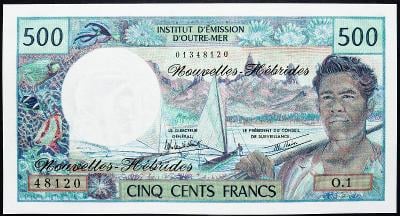 (B-10502), Nové Hebridy, 500 Francs 1980, VF