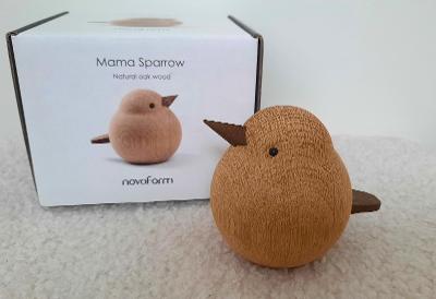 Designový dřevěný ptáček Mama Sparrow Natural Oak - ORIGINÁL - zánovní