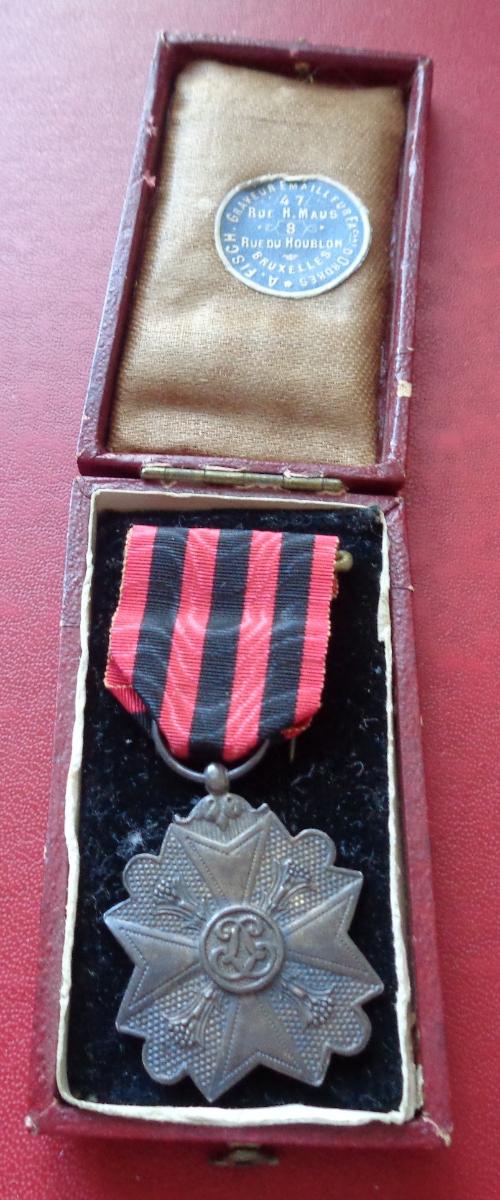 Belgicko. Civilná Medaila za službu s krabicou. Začiatok 20. storočia rád - Zberateľstvo