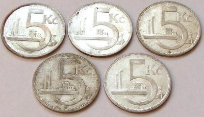 !!! 5x 0,20 € 1928-1932, Ag striebro !!!