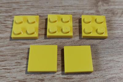 LEGO - dílky 4x4, i hladké - žluté