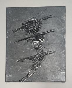Abstraktní obraz - Padesát odstínů šedi - Dáma v klobouku - akryl/pltn