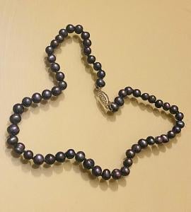 Perlový náhrdelník pravé černé perly 7-8 mm