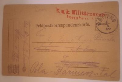 MF,R-U, feldpost,k. u k.militarzenzur Innsbruck,1916