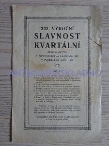LETÁČEK 322. VÝROČNÍ SLAVNOST KVARTÁLNÍ ŘEMESLNICTVO  KLADNO 1926