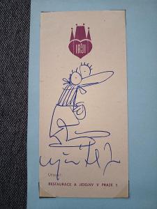 Podpis, autogram, kresba JAN VYČÍTAL, karikaturista, zpěvák