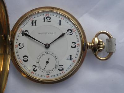 CELO zlaté 14K tříplášťové kapesní hodinky Švýcarské TAVANNES WATCH