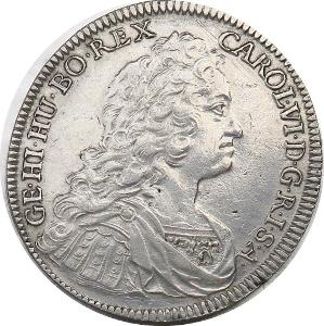 Krásny toliar Karola VI.Pekné a zachovalé detaily.1636.Hall.