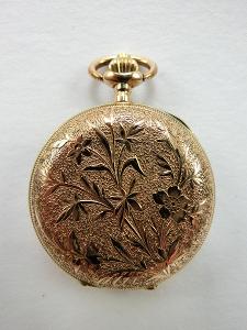 Zlaté 3.plášťové dámské kapesní hodinky ,etuj,provlékací řetízek