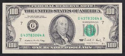 VZÁCNY 100 DOLLAR 1988 - NÁZNAK PREHYBU