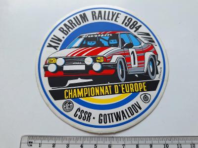 samolepka auto Škoda XIV. Barum Rallye 1984 ČSSR Gottwaldov FIA