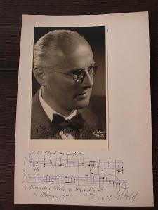 Podpis a fotografie - Hudební skladatel Emil Hlobil