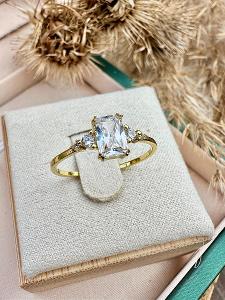 Zlatý honosný Snubní stříbrný prsten diamant zirkon 925