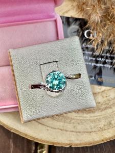 Modrý Moissanit moissanite diamantový Snubní prsten diamant 925