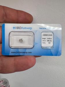 Přírodní diamant 0,43 ct. s certifikací HRD