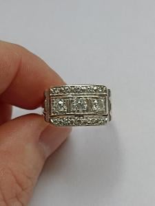 ! Starožitný 14K zlatý pánský briliantový prsten-celkem 0,85 karátu !