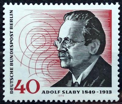 WEST BERLIN: MiNr.467 Adolf Slaby and Waves 40pf ** 1974