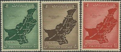 Pakistan 1955 č.79-81, mapa, vlajka