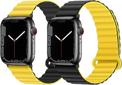 🔥 Magnetický pásek Apple Watch, Black / Yellow, Silicon, Nový