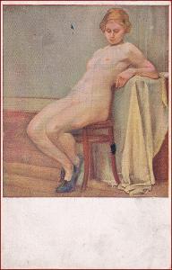 Akt (erotika) * žena, koupel, nábytek, umělecká, sign. Růžička * M3044