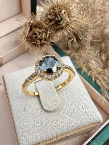 Zlatý 1 ct. Moissanit moissanite diamantový černý prsten diamant 925