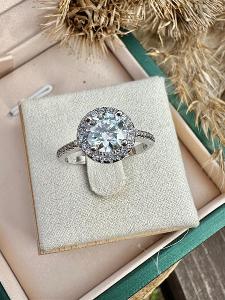 Moissanit moissanite 1 karátový Snubní stříbrný 925 prsten diamant