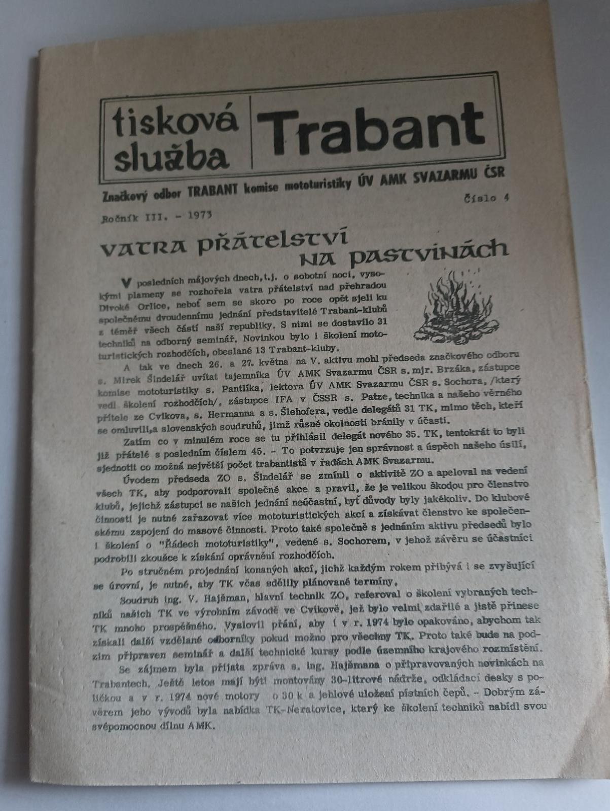 Časopis Tlačová služba Trabant 4/1973 - Auto-moto