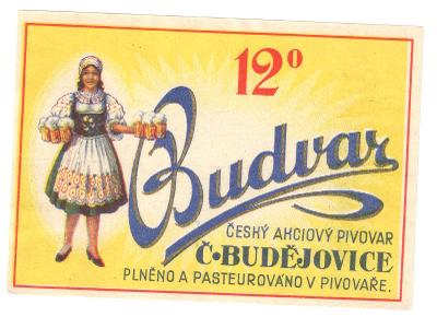 Velmi stará etiketa pivovar Budvar