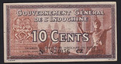 FRANCÚZSKA INDOČÍNA 10 Cents 1939 P.85e XF