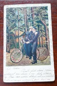 Stará pohlednice MF - žánr - erotika - kolo - bicykl NAPOSLEDY !!