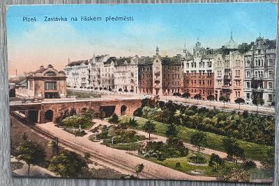 Plzeň - Pilsen - zastávka na říšském předměstí - nádraží, koleje 1928