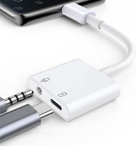 Adaptér USB C na sluchátka a nabíjení / 3,5 mm / bílý /od 1 Kč |001|