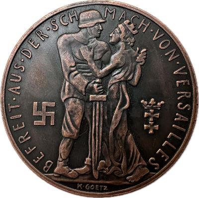 "Gdaňská pamětní medaile Hanzy a Versailles 1923 - novoražba"