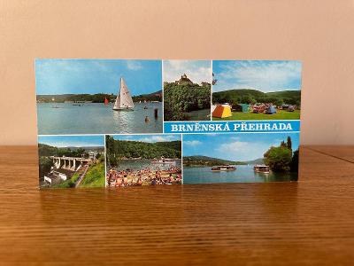 Retro pohlednice podlouhlá - Brno přehrada