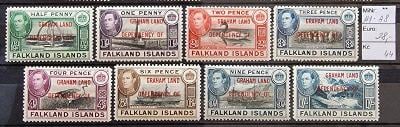 **Falkland Islands, Graham Land, angl. kolonie, Mi. A1-A8, kompletní
