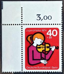 WEST BERLIN: MiNr.470 Girl Violinist 40pf+20pf, Youth Work LHK ** 1974