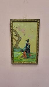 Starožitný obraz  - Orient - malba hedvábí 6449