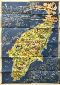 Plakát - Egon Huber - Mapa - Řecko - Rhodos - 1935 - 68,5x48,5cm
