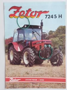 Dobový prospekt - traktor ZETOR 7245 H, Horal