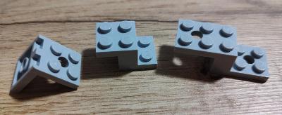 LEGO různé dílky, schody, bracket - šedé