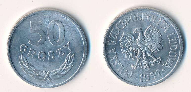 Poľsko 50 grošov 1957 STAV! - Numizmatika