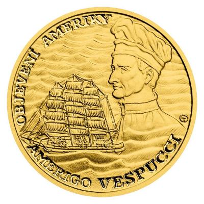 Zlatá PROOF mince Objevení Ameriky - Amerigo Vespucci 2022 | 3/3 | ČM