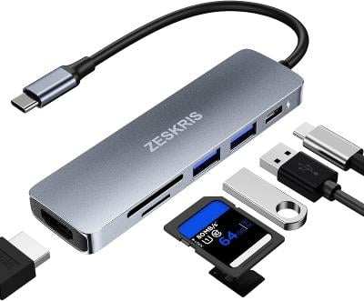 🔥6in1 USB-C Hub Multiportový adaptér, 2xUSB 3.0, SD, 4K HDMI, 100W PD