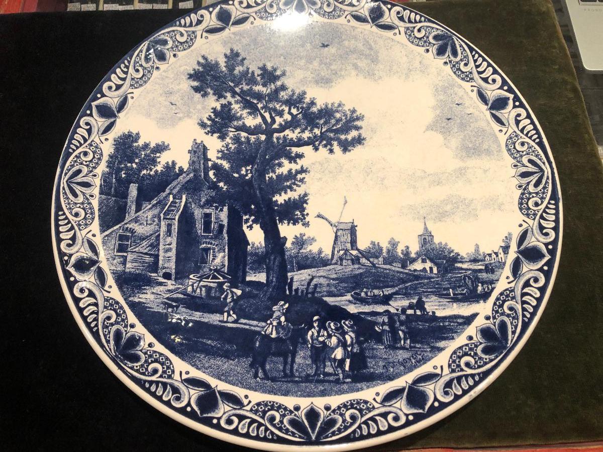 Starý veľký závesný tanier - Delftská fajans - Delft - Starožitnosti