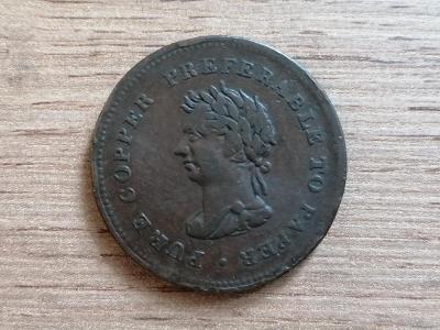1 Penny token 1838 vzácná koloniální mince kolonie Nova Scotia Kanada